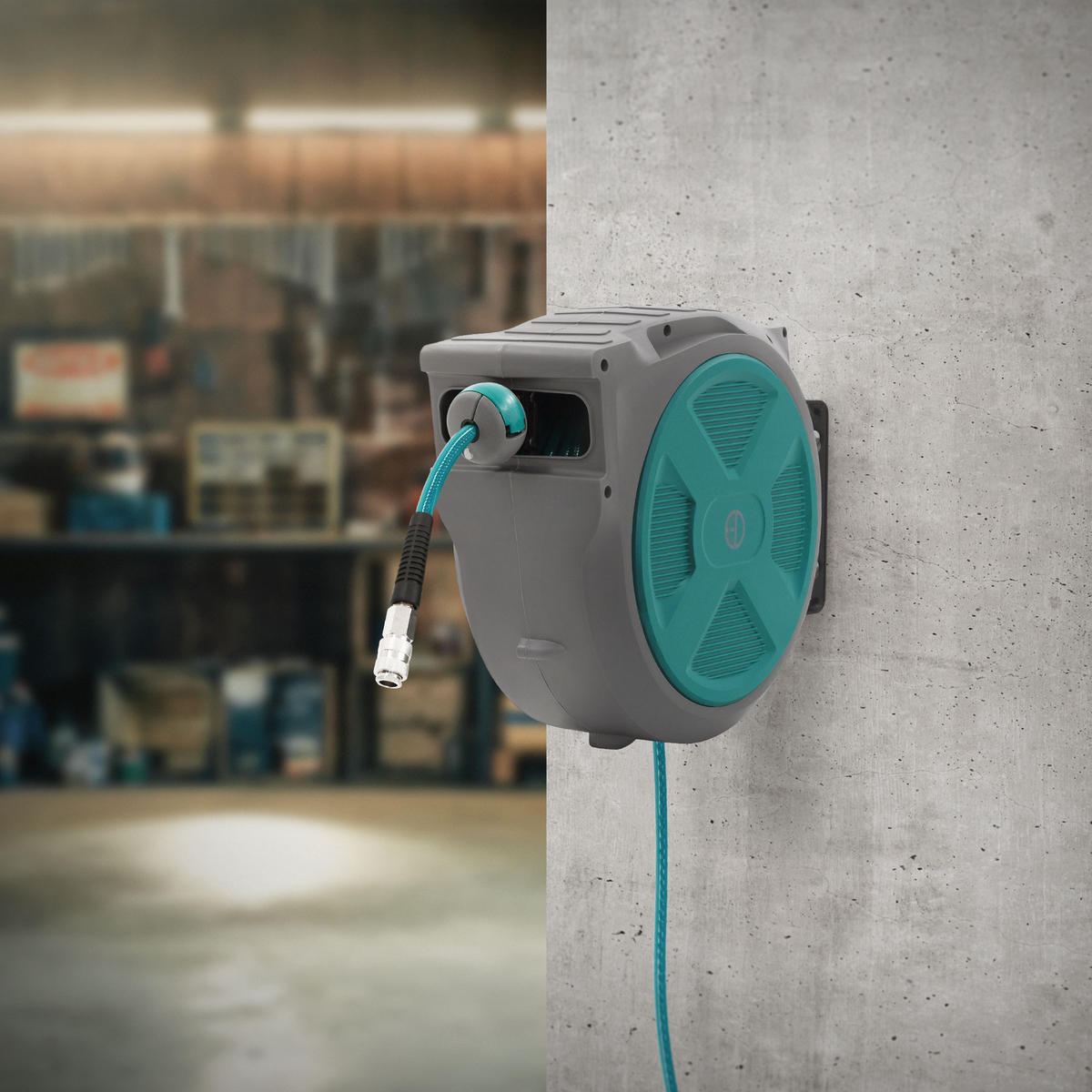 DRUCKLUFTSCHLAUCHTROMMEL 20m+2m - Grau, Kunststoff (17/34.5/47cm) - ECD-Germany