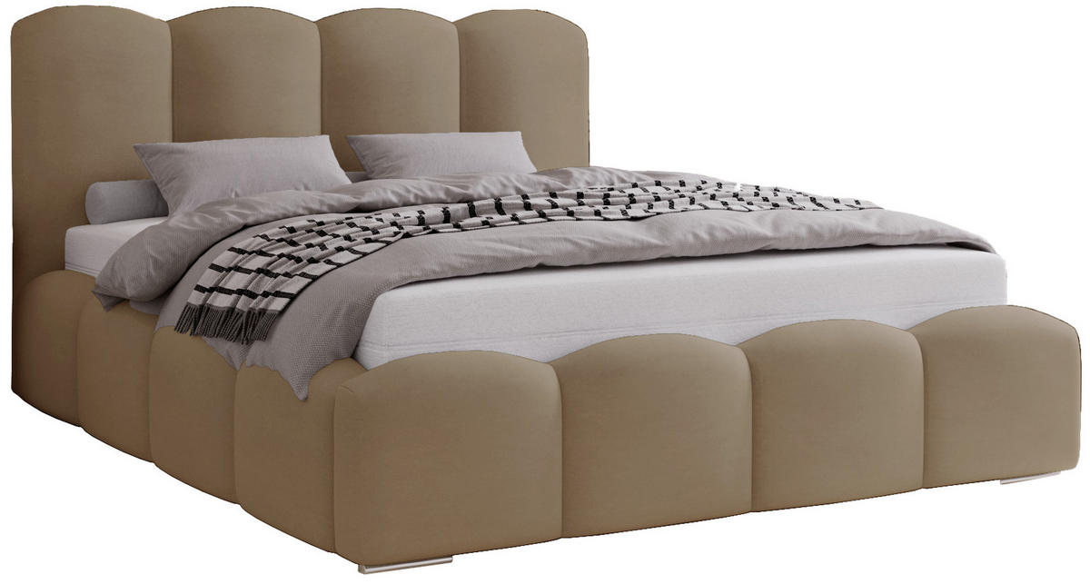 POLSTERBETT 160x200 cm Zenna mit Lattenrost, Bettkasten, Braun - Braun, Holz/Textil (160/200cm) - Emporius