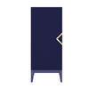 HIGHBOARD Demi 2D High, Marinblau-Gold, Mit Gefrästen Fronten, Massive Buche - Dunkelblau, Holz/Holzwerkstoff (50.5/120.5/42cm) - Visby