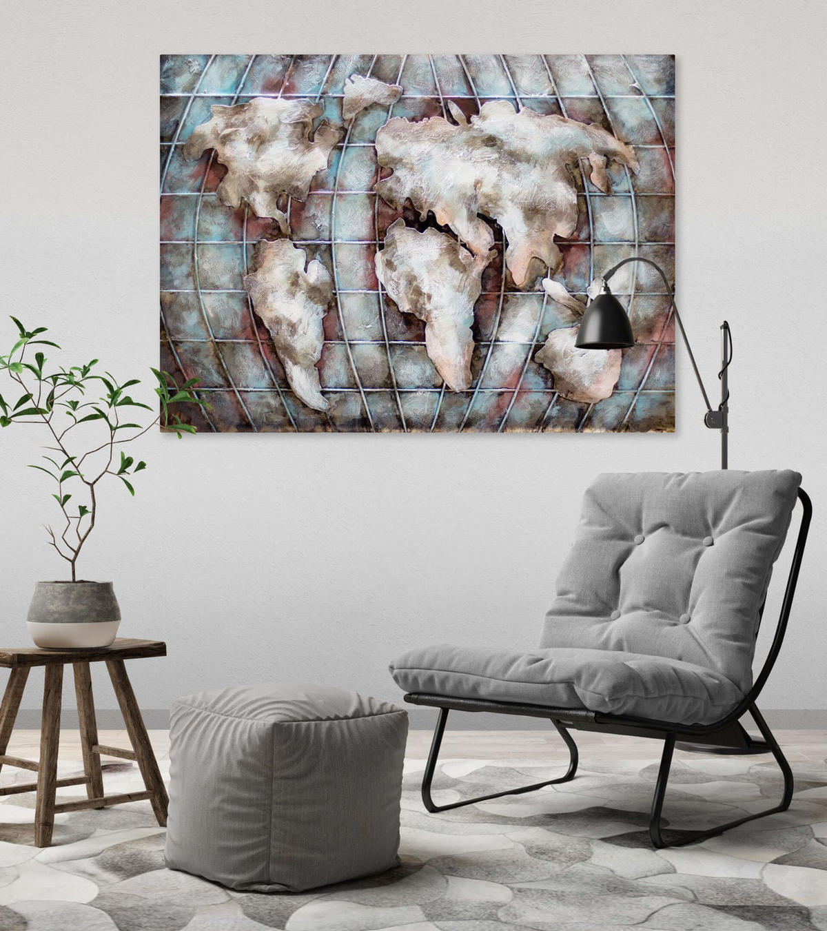 METALLBILD Blau 100/70 cm - Blau, Metall (100/70cm) - KUNSTLOFT