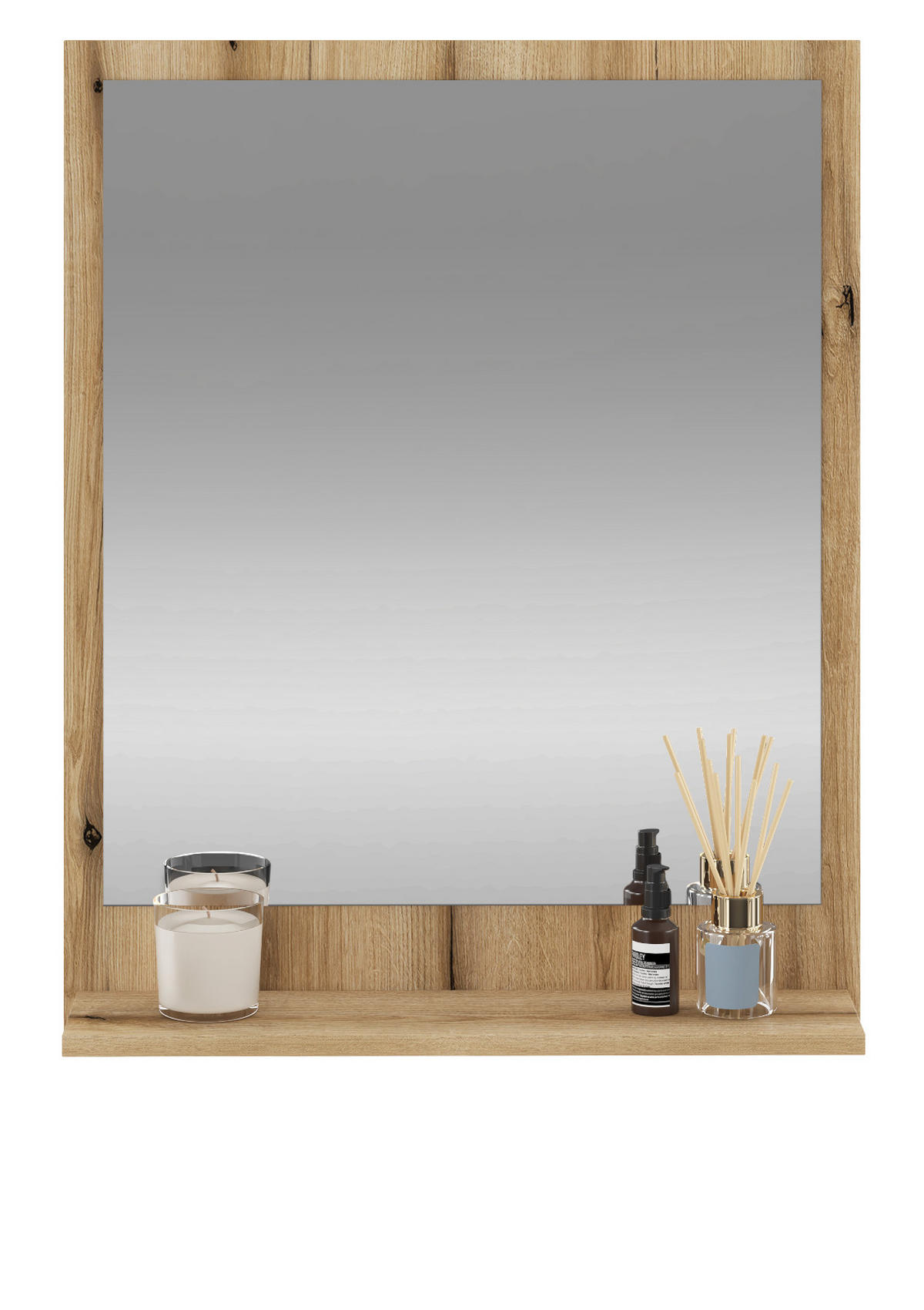 BADSPIEGEL Evoke Eiche, Badspiegel mit Ablage, 60 x 75 cm - Eichefarben, Glas/Holzwerkstoff (60/75/16cm) - Furn.Design