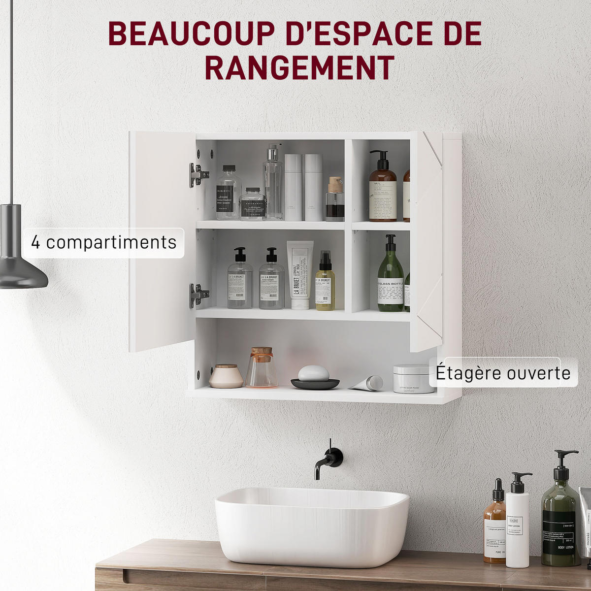 SPIEGELSCHRANK Badezimmer-Wandspiegelschrank, 2-türiger Stauschrank, 55 x 17 x 55 cm ,weiß - Braun, Glas (55/55/17cm) - Vallsero