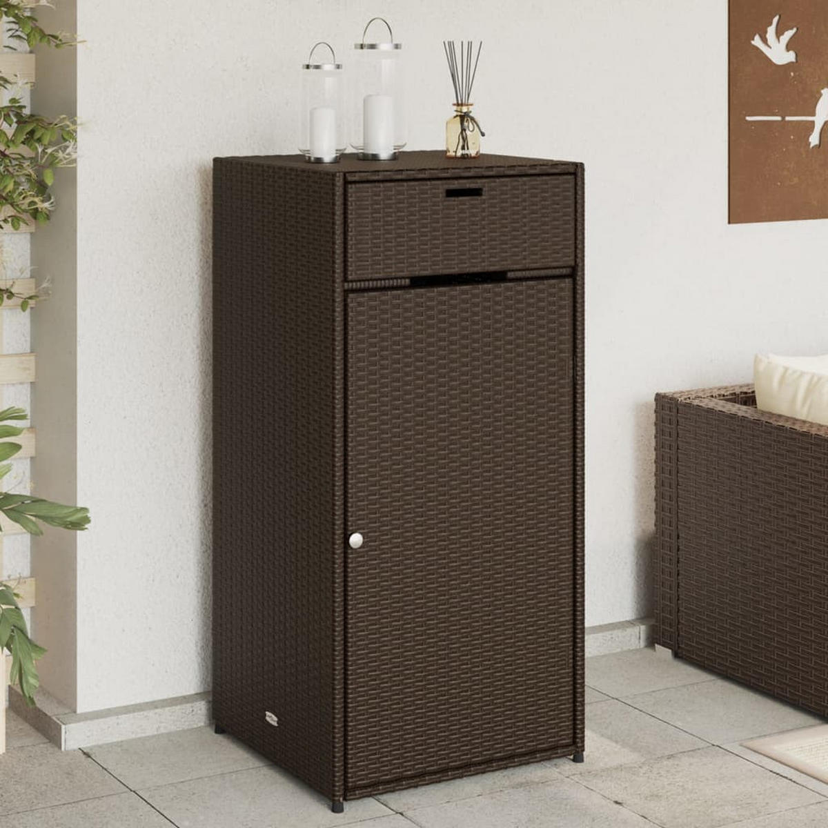 GARTENSCHRANK Braun 55x55x111 cm Poly Rattan - Braun, Kunststoff (55/111/55cm) - furnicato