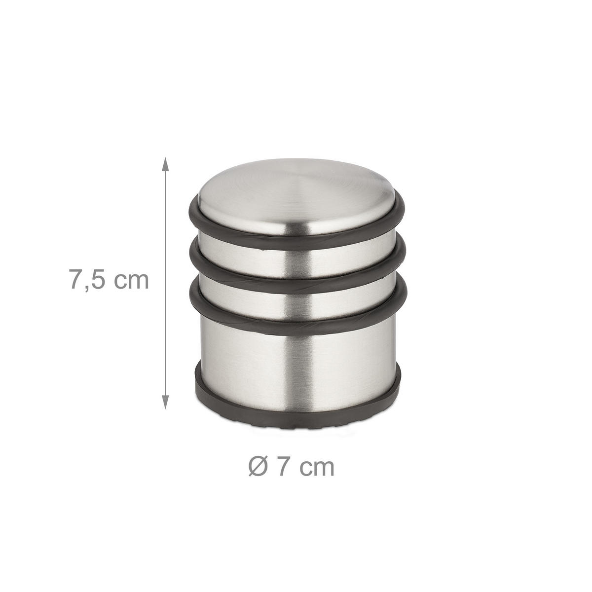 TÜRSTOPPER Silber Schwarz 3er-Set Edelstahl - Silberfarben, Kunststoff/Metall (7/7cm) - Relaxdays