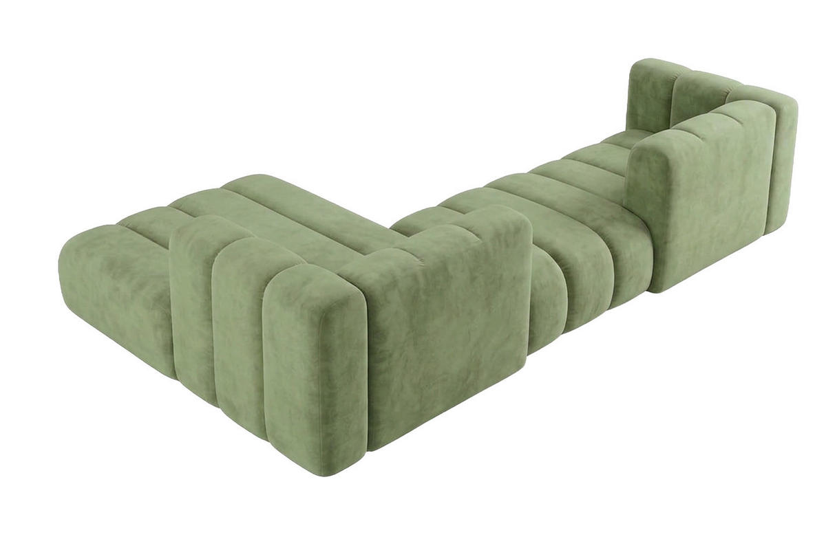 ECKSOFA Modulares In L-Form, Velvet-Stoff Riviera, Olive, Links, GRAND 319 cm - Olivgrün, Holz (319/175cm) - Kaiser Möbel