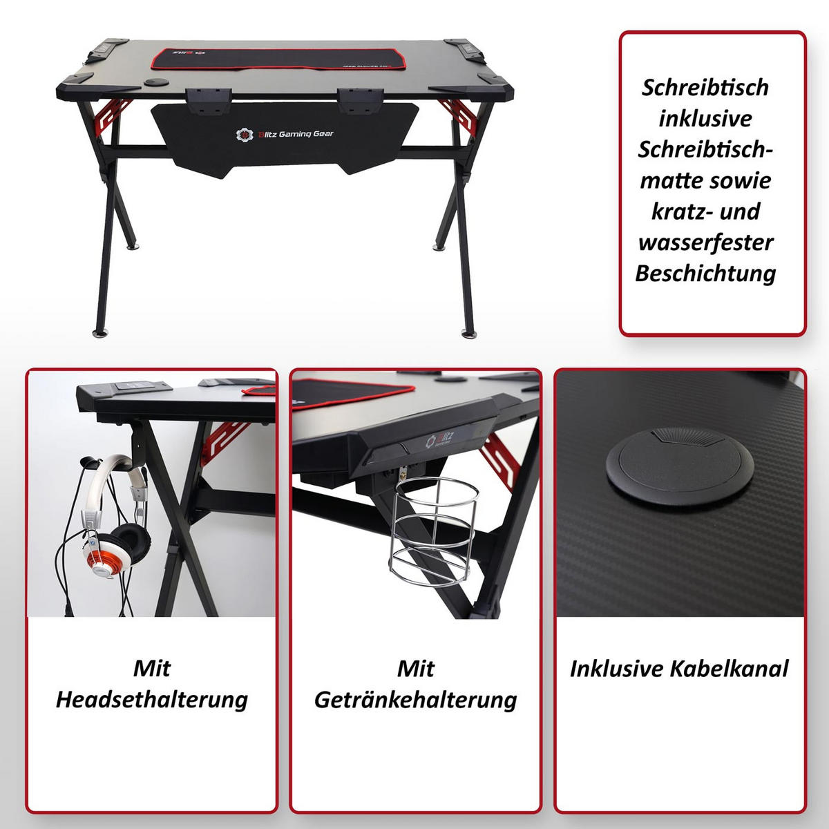 SCHREIBTISCH rechteck Schwarz - Schwarz, Holz (76/130/78cm) - MCW