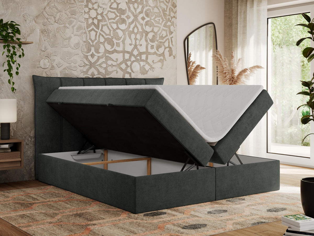 BOXBETT PREMIUM 10 160/200 Dunkelgrau Struktur - H3 - Dunkelgrau, Holz/Textil (160/200cm) - MKS