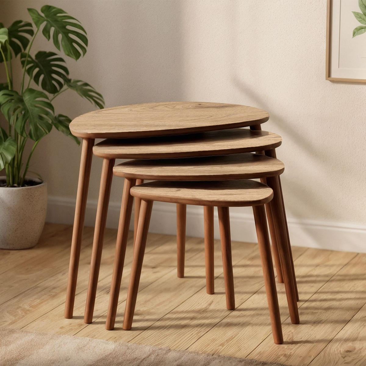 SATZTISCH Nora 4-teilig Eiche - Braun, Holz (45/68/55cm) - Habitat Garten