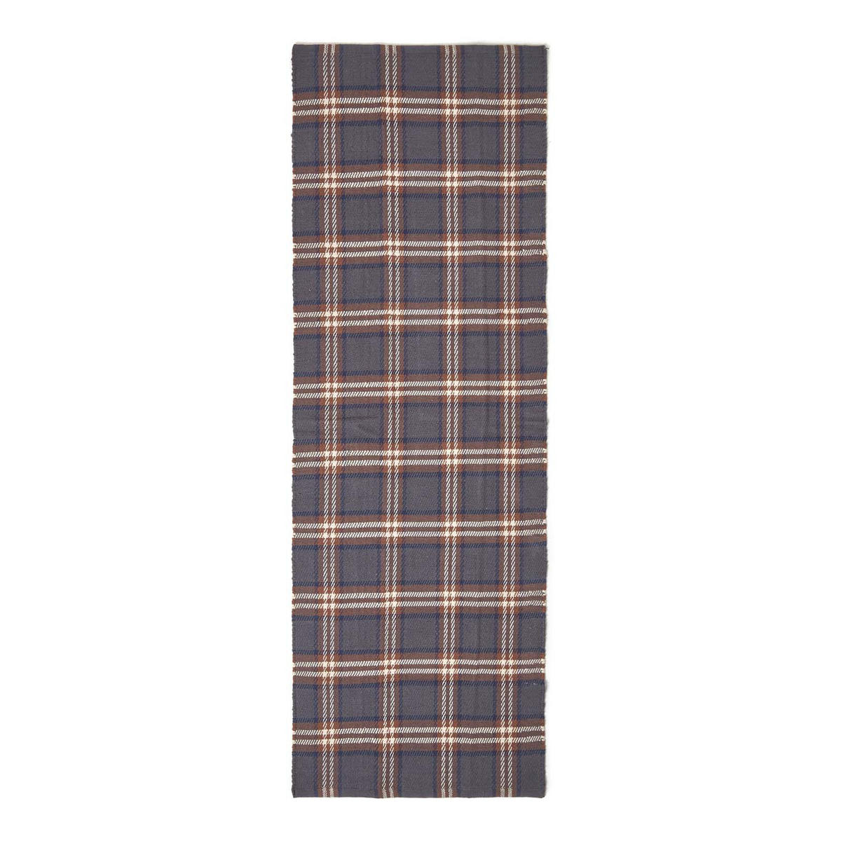 TEPPICHLÄUFER Hamilton, Baumwolle kariert 66/200 cm - Grau, Textil (66/200cm) - Homescapes