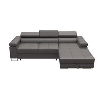 ECKSOFA VEMO MINI Rechts Grau Velour-Stoff Kompakter Komfort für Wohnräume - Grau, Textil (235/175cm) - Barchello