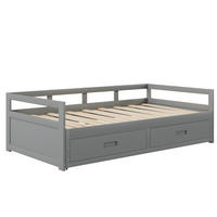 HOLZBETT 90/200 cm ausziehbar mit 2 Schubladen & Lattenrost in Grau - Grau, Holz (90/200cm) - BEAOK