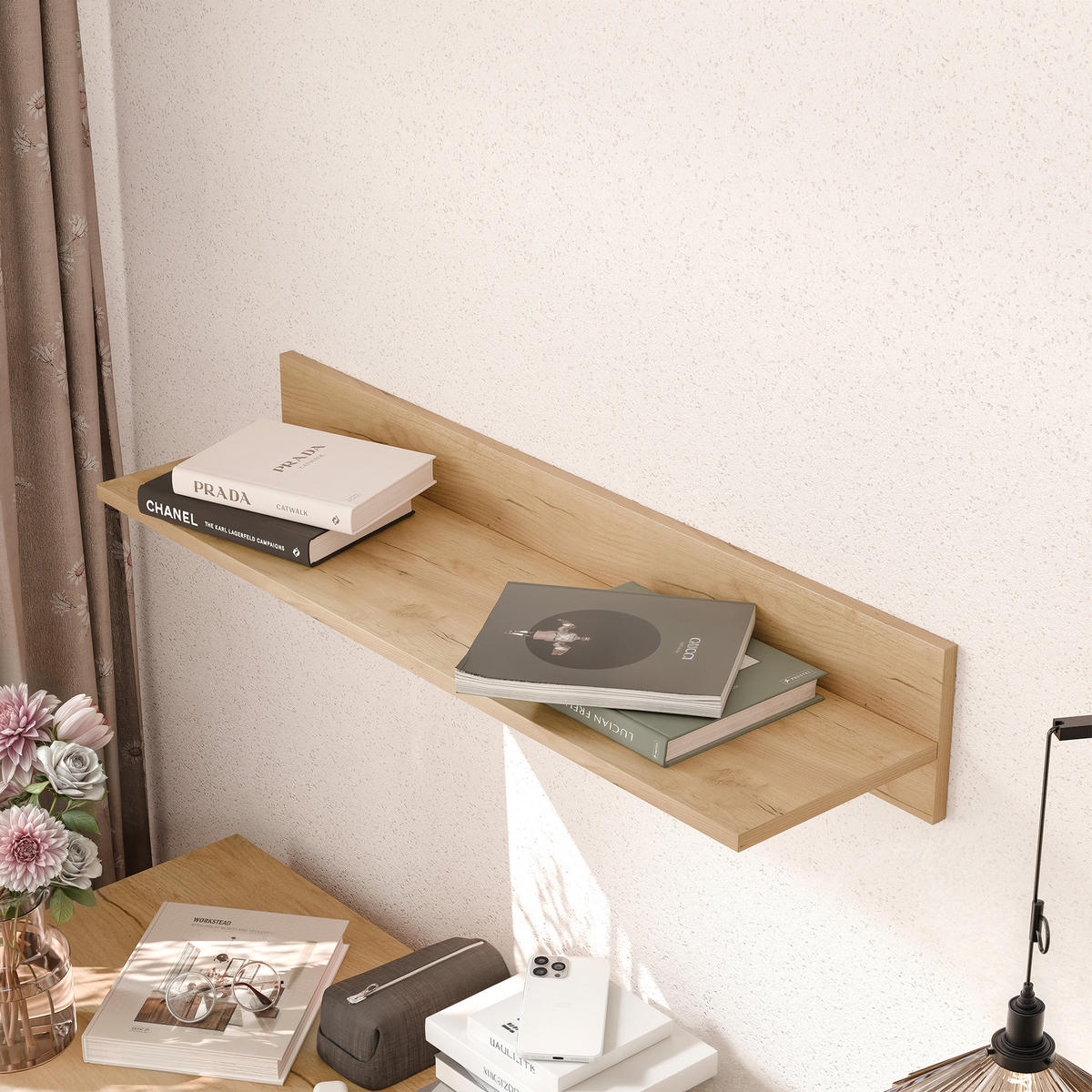 HÄNGEREGAL VALERIO 90/24/16 cm Craft-Eiche - Eichefarben, Holzwerkstoff (90/16/24cm) - Idohome