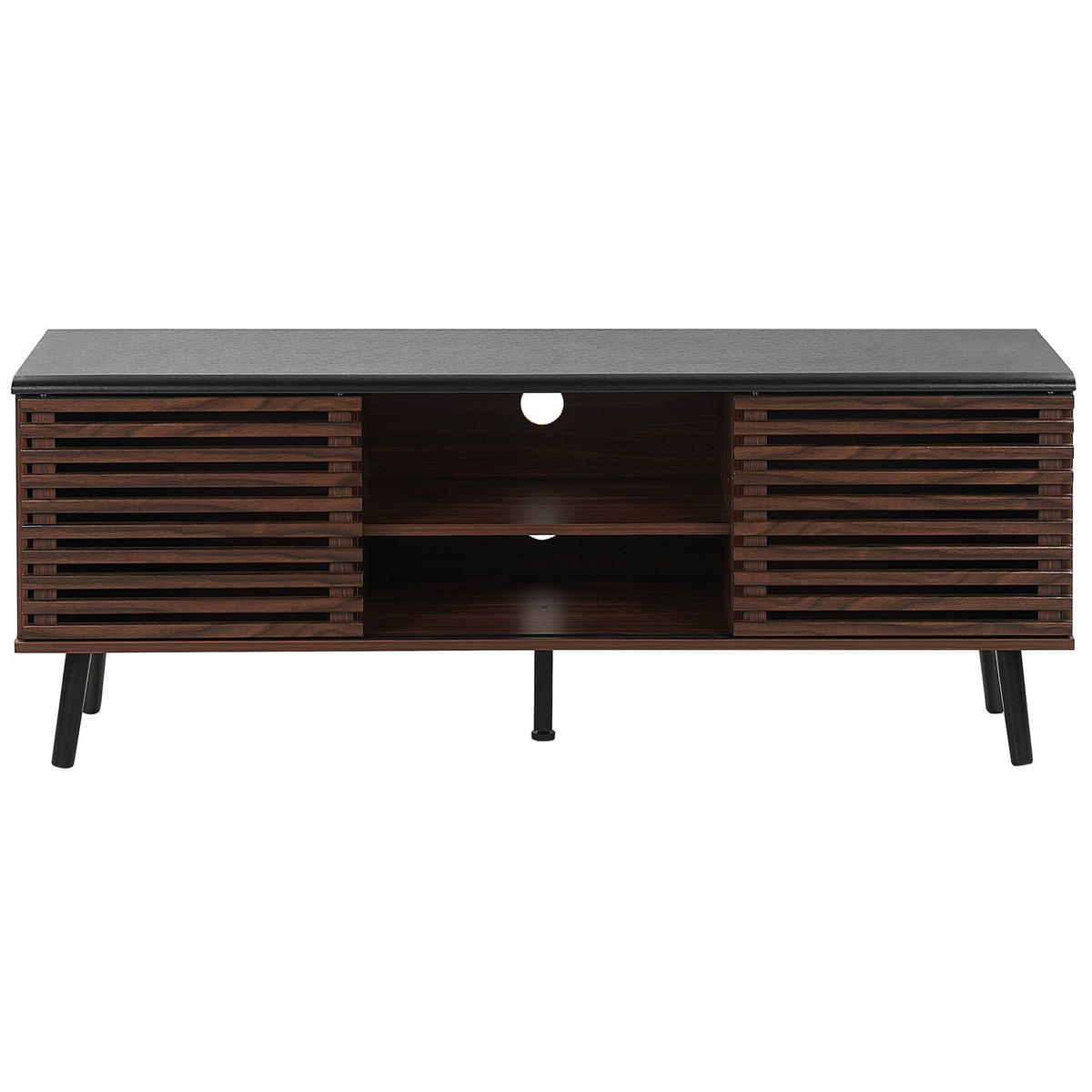 TV ORMARIĆ tamnosmeđi, crni PERTH 40/140/54 cm - tamno smeđa, drvni materijal (140/54/40cm) - Beliani