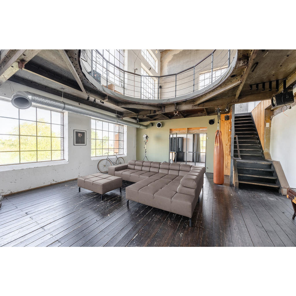 Thumbnail - Kawola Ecksofa, Dunkelbraun, Leder, Echtholz, 4-Sitzer, Füllung: Komfortschaum, Ottomane rechts, L-Form, 321x216 cm, Woh...