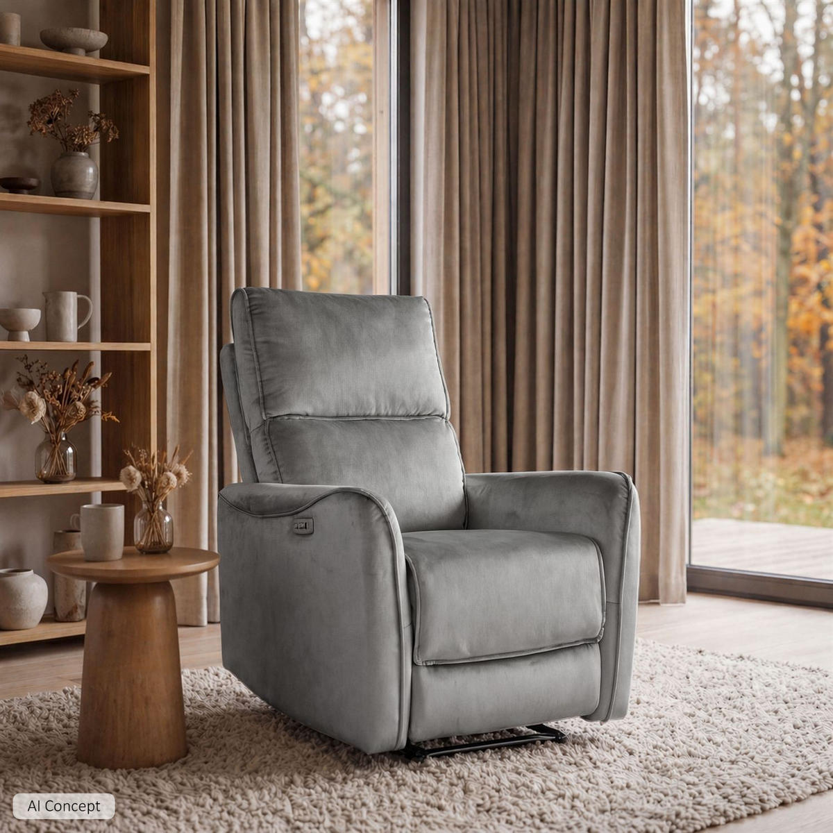 RELAXSESSEL ZYGGI, elektrischer Polstersessel - Grau, Textil (76/105/93cm) - Lookway