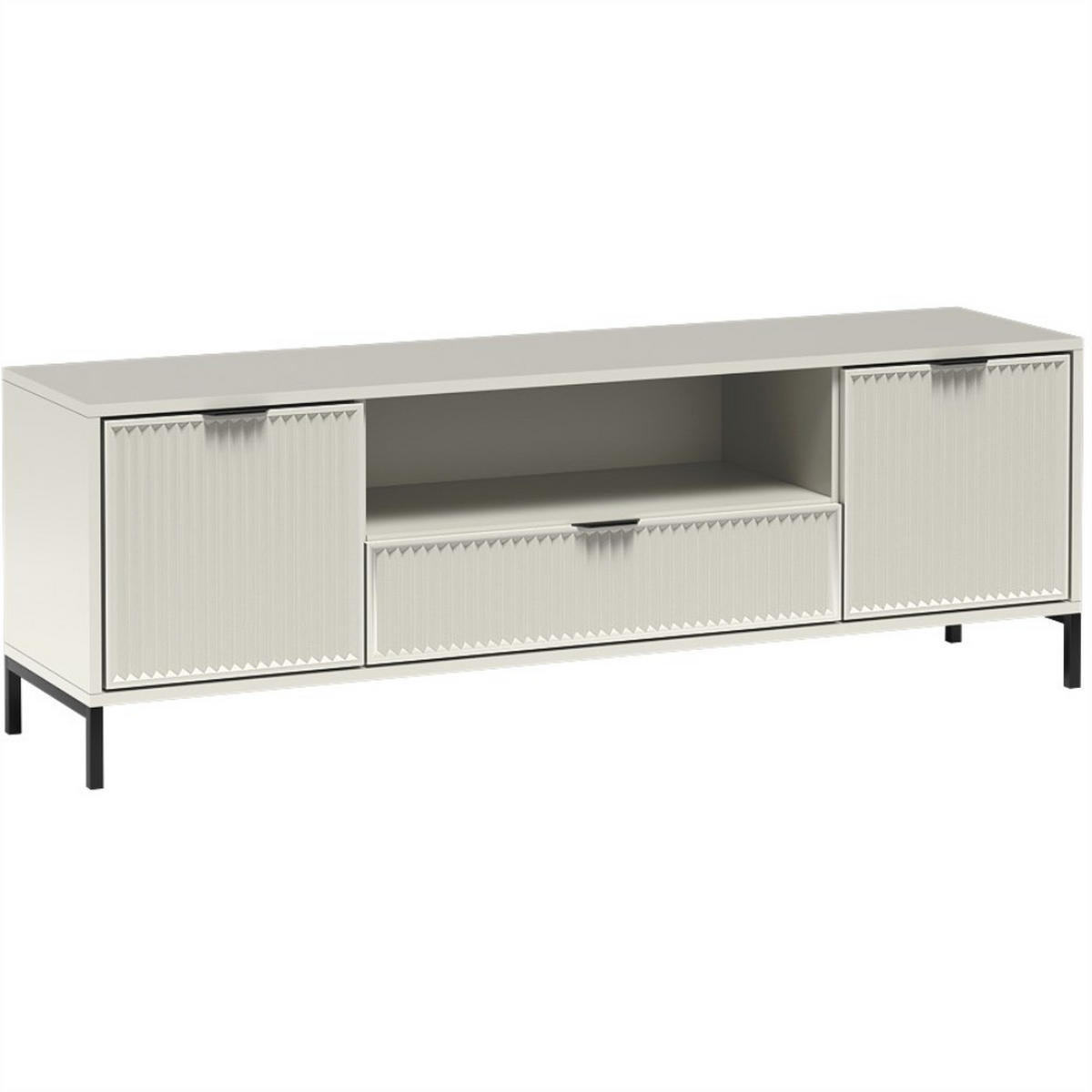 LOWBOARD Linna mit zwei Türen kaschmir 165 cm - Kaschmir/Schwarz, Holzwerkstoff/Metall (165/56/40cm) - Beautysofa