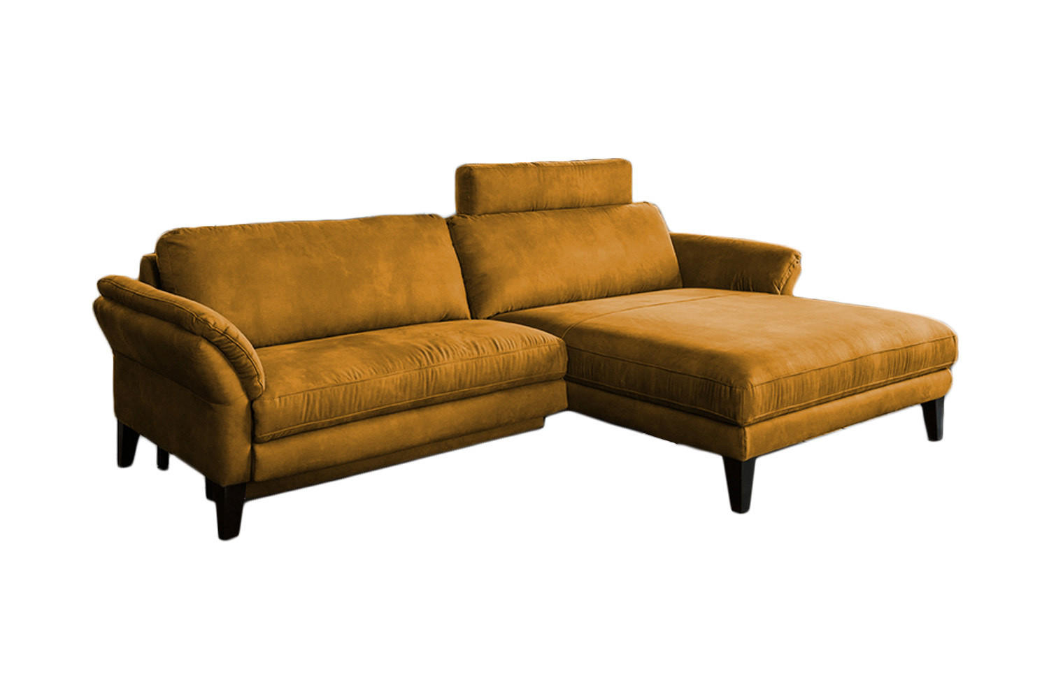 ECKSOFA MALTA Gold Webstoff - Goldfarben/Schwarz, Buchenholz/Textil (302/175cm) - KAWOLA