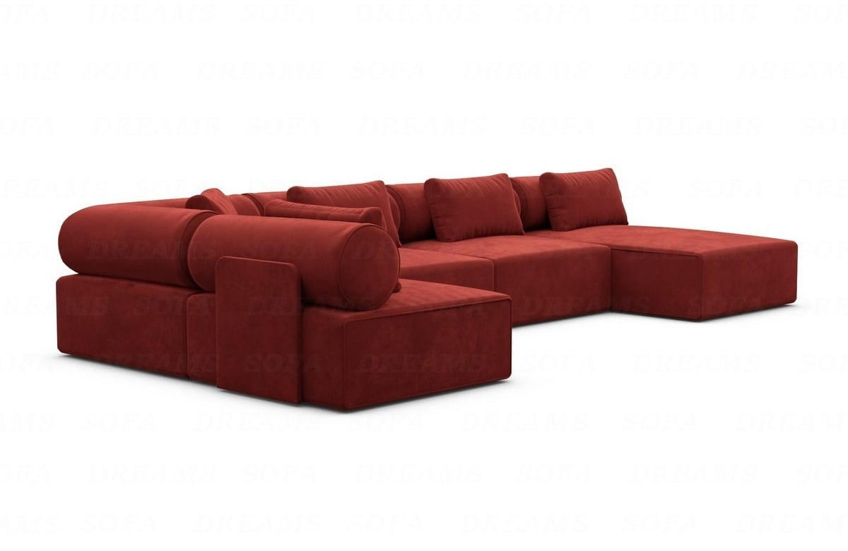 WOHNLANDSCHAFT Cipriani Rot Samtstoff - Rot, Kunststoff (400/77/200cm)