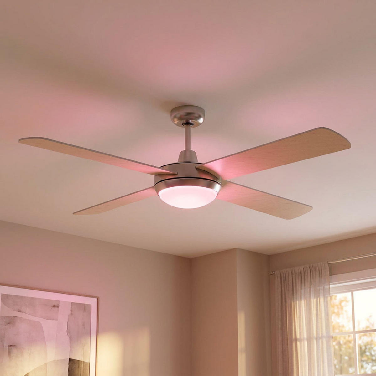 LED DECKENLEUCHTE Ventilator Silber Sperrholz - Silberfarben, Kunststoff (132/132/41cm)