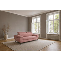 3-SITZER Karlstad Chenille Rosa verstell. Kopfstützen B 215 cm - Altrosa, Kunststoff/Textil (215/84/100cm) - foamnova