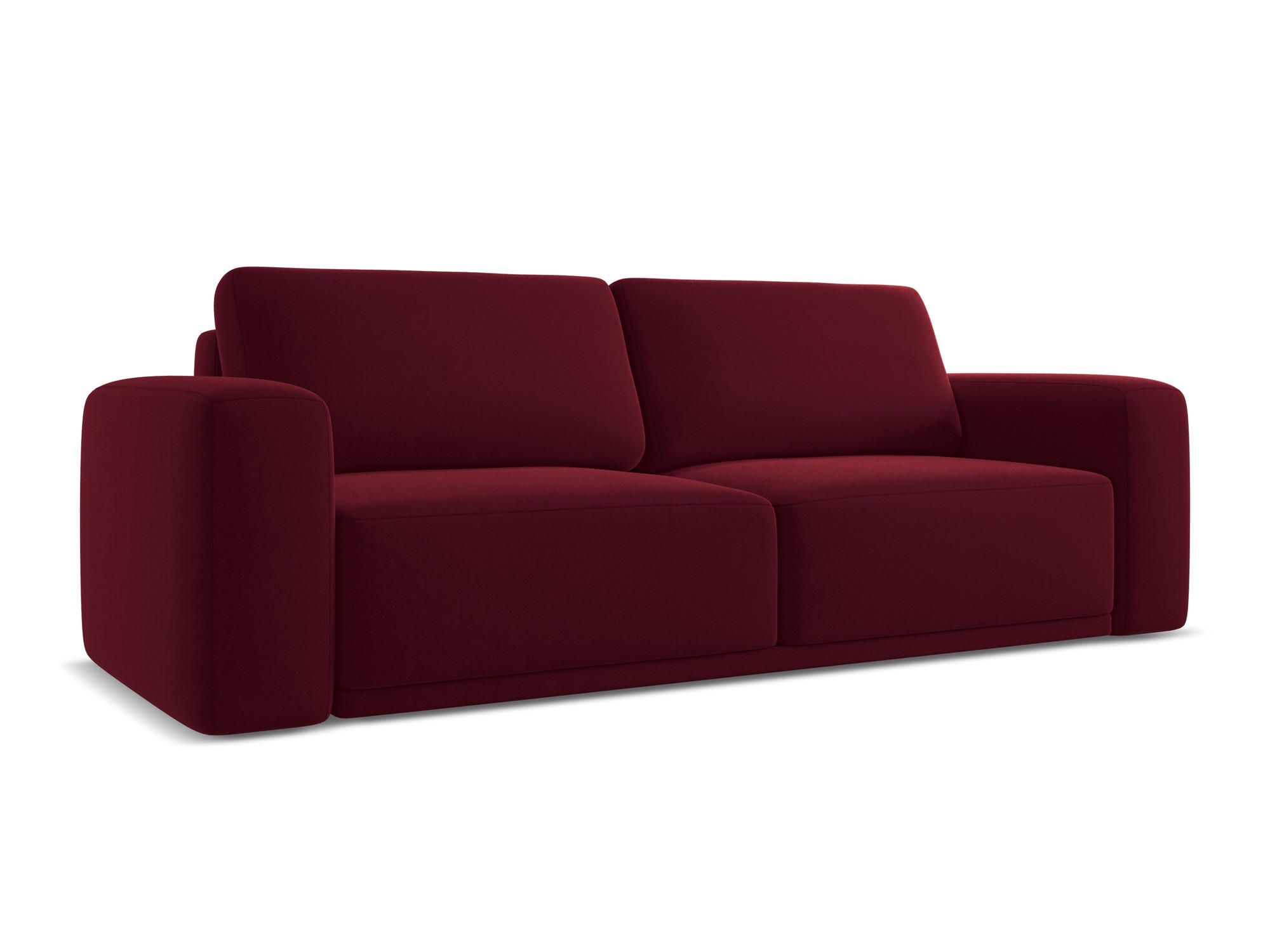 3-SITZER SOFA mit Schlaffunktion Samt Stoff Rot - Bordeaux/Rot, Kunststoff/Textil (242/91/100cm) - Makamii
