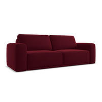 3-SITZER SOFA mit Schlaffunktion Samt Stoff Rot - Bordeaux/Rot, Kunststoff/Textil (242/91/100cm) - Makamii
