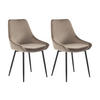 STUHL 2er-Set - Samt & Schwarzes Metall - Taupe - MASURIE - Taupe/Schwarz, Textil (56/85.5/49cm) - Vente-Unique