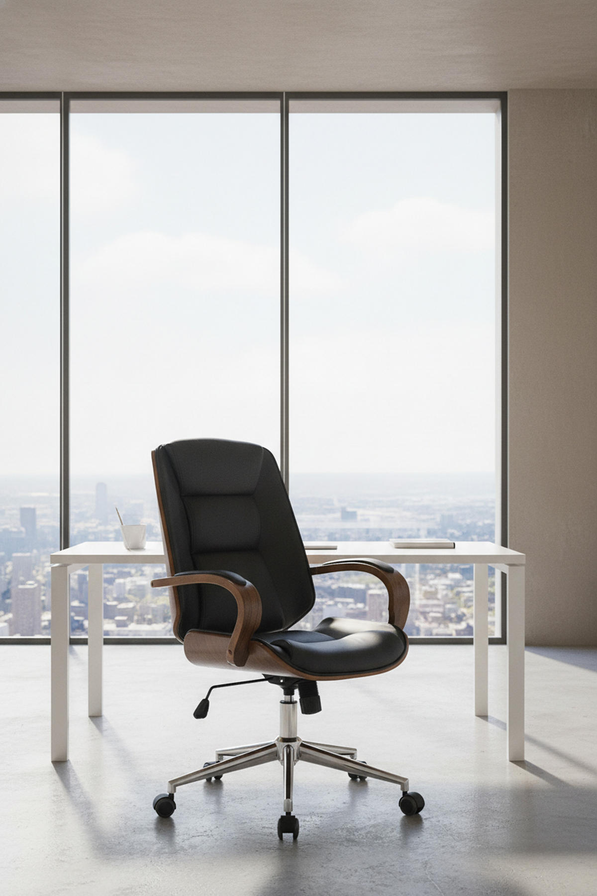BÜROSTUHL Nyxar walnuss/schwarz - Chromfarben/Schwarz, Metall (60/110/68cm) - TPFLiving