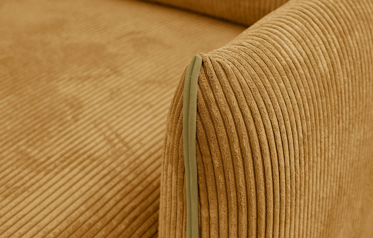 ECKSOFA TAUER 3-Sitzer, honig - Schwarz/Honig, Holzwerkstoff/Kunststoff (206/173cm) - Courtois Laville