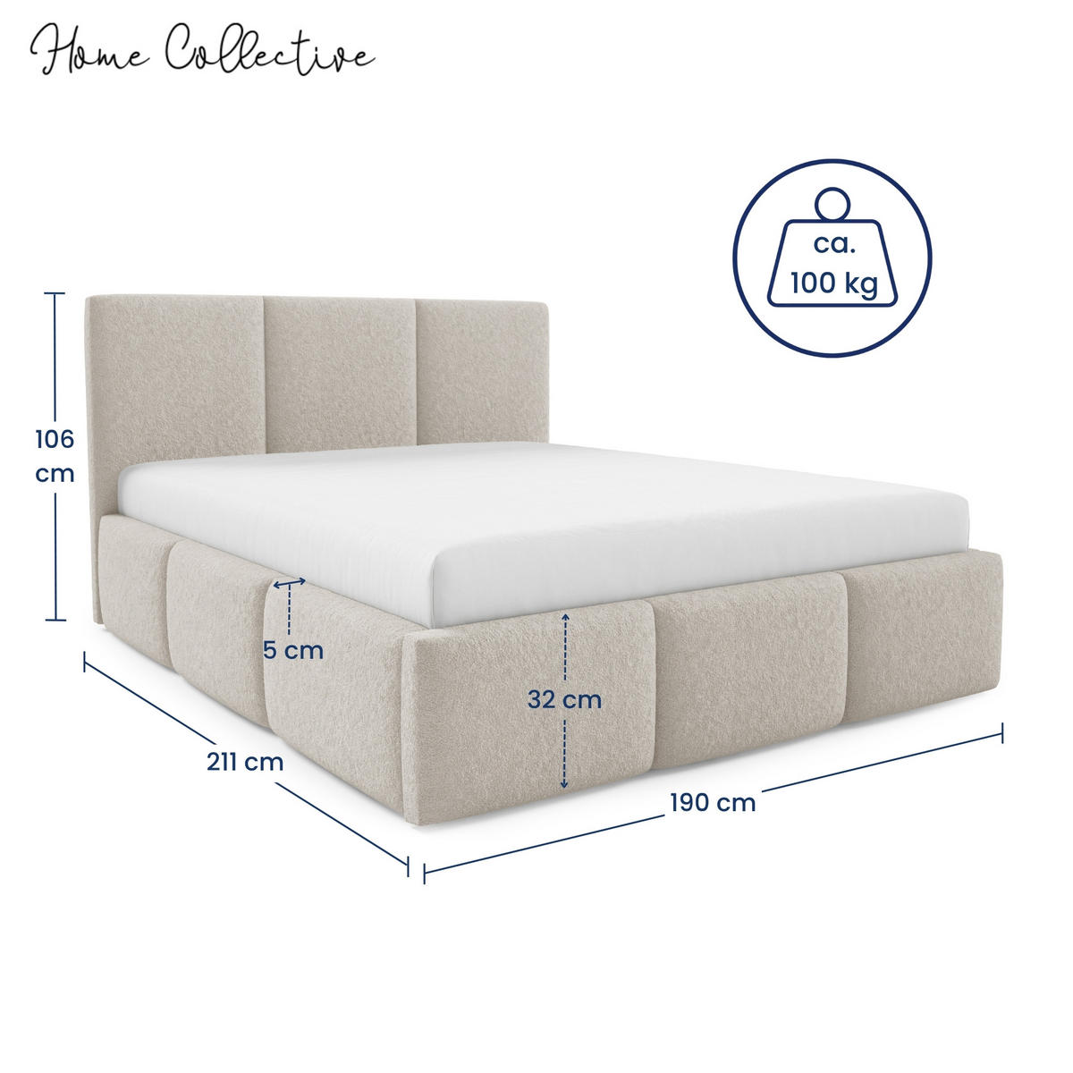 POLSTERBETT mit Stauraum 180x200 cm in Hellbeige - Beige, Metall (180/200cm) - Home Collective