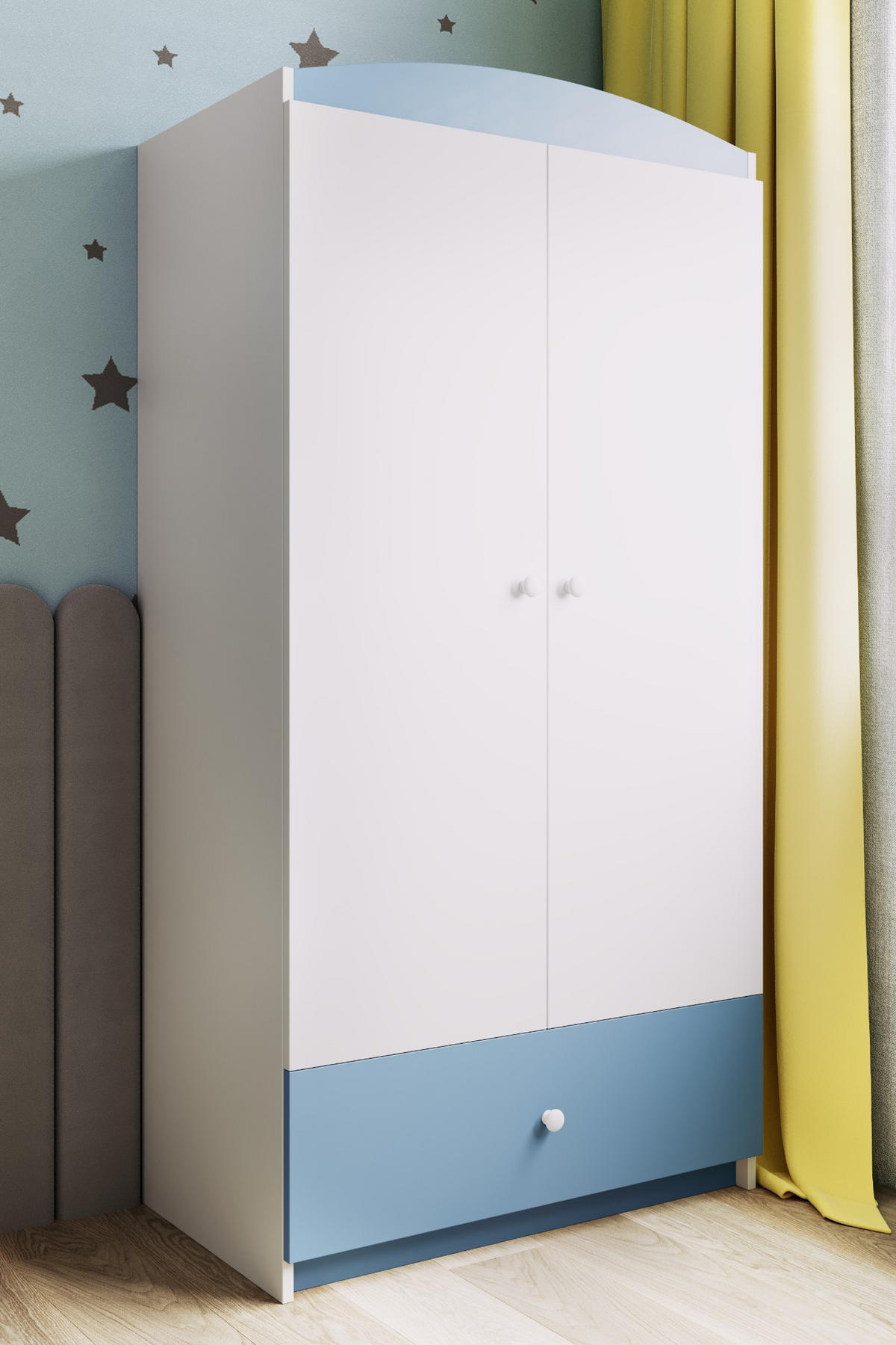 KINDERKLEIDERSCHRANK Basic - Blau, Holzwerkstoff (90/175/52cm) - RAUMHIRSCH FURNITURE