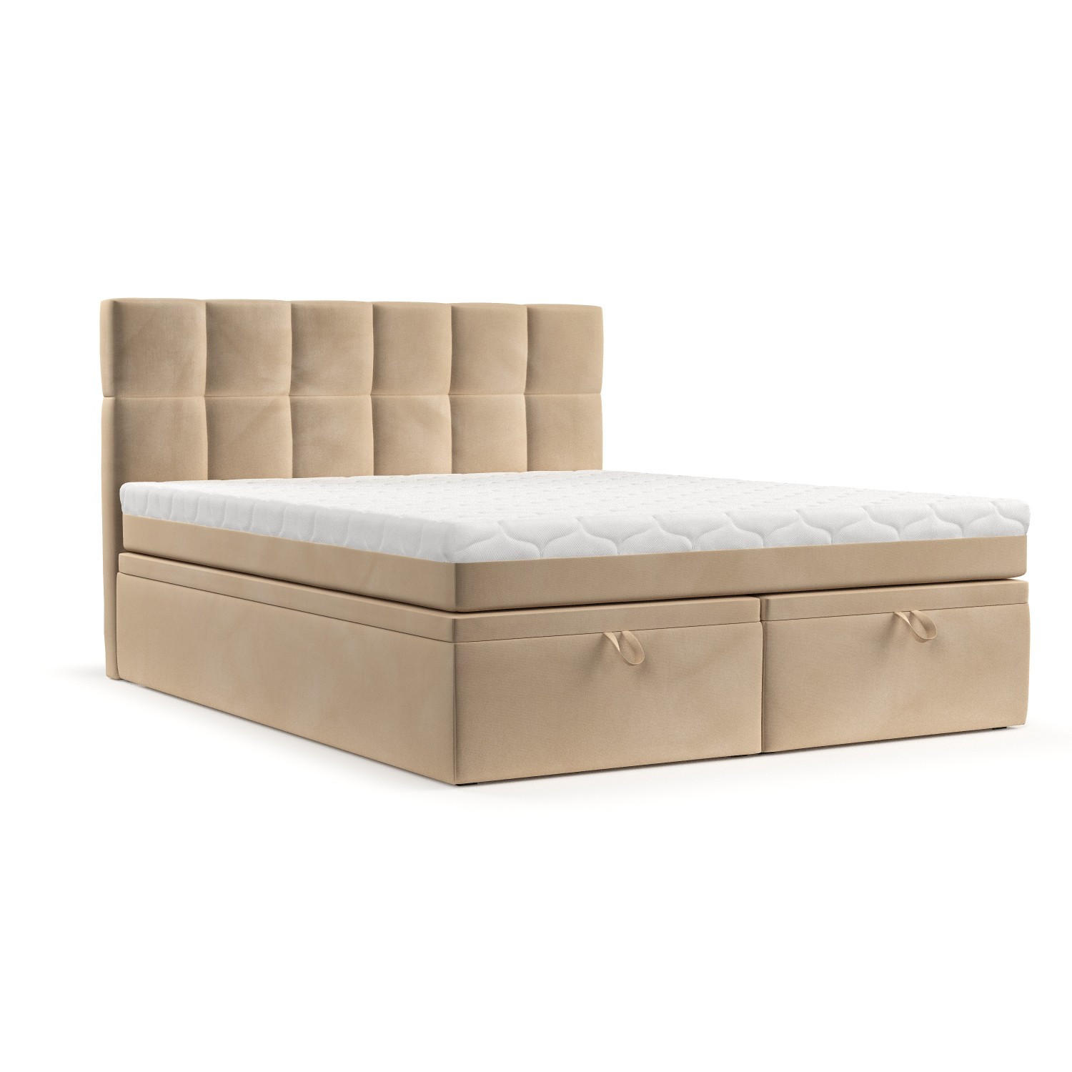 BOXBETT Elano 160/200 cm Beige im Kronos Stoff - Beige/Schwarz, Holz/Holzwerkstoff (160/200cm) - AltaBeds