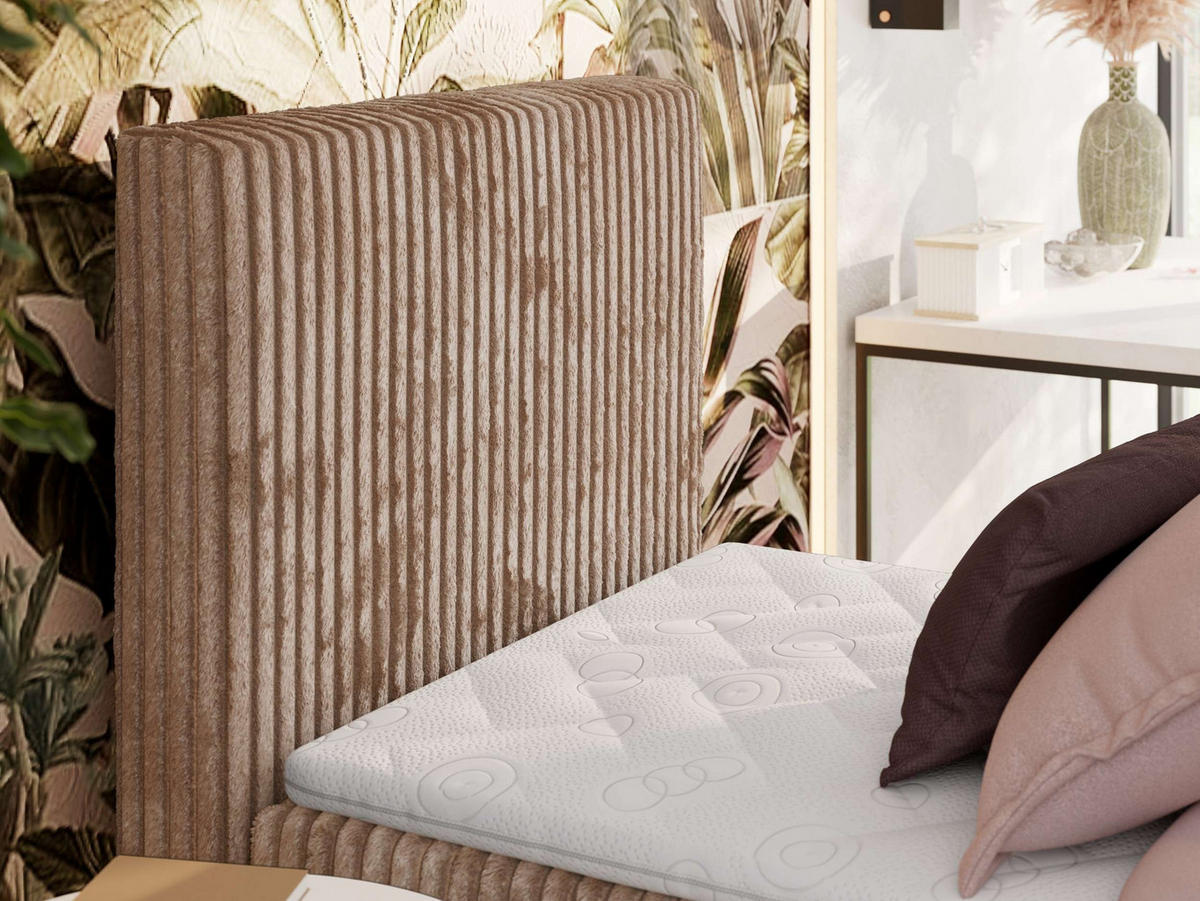 BOXBETT TILIANO 90/200 - Braun Cord - H3 - Visco Topper - Links - Braun, Textil (90/200cm) - MKS