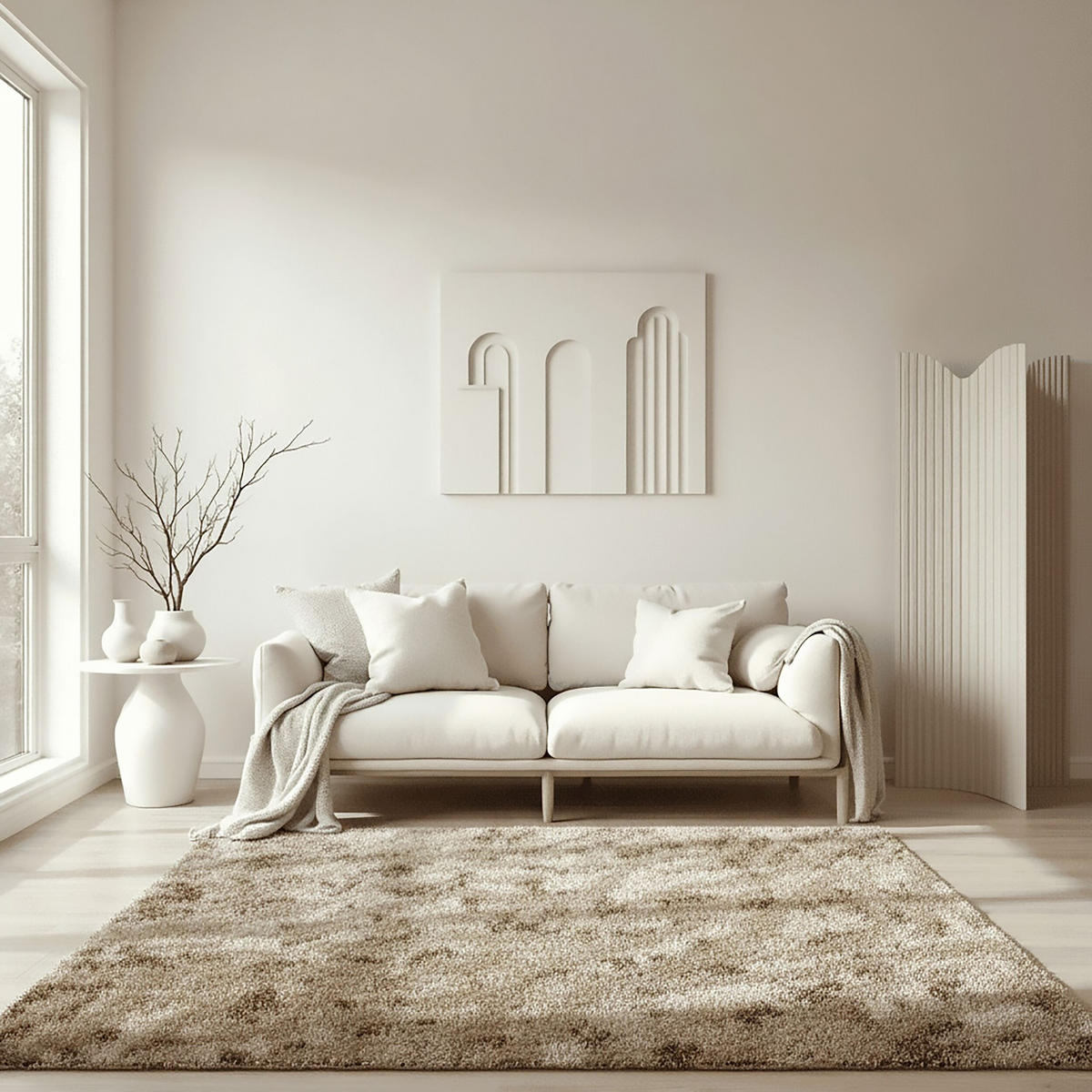 HOCHFLORTEPPICH DOVEL, abstrakt, Natur, 200 x 290 cm - Beige, Textil (200/290cm) - KADIMA DESIGN