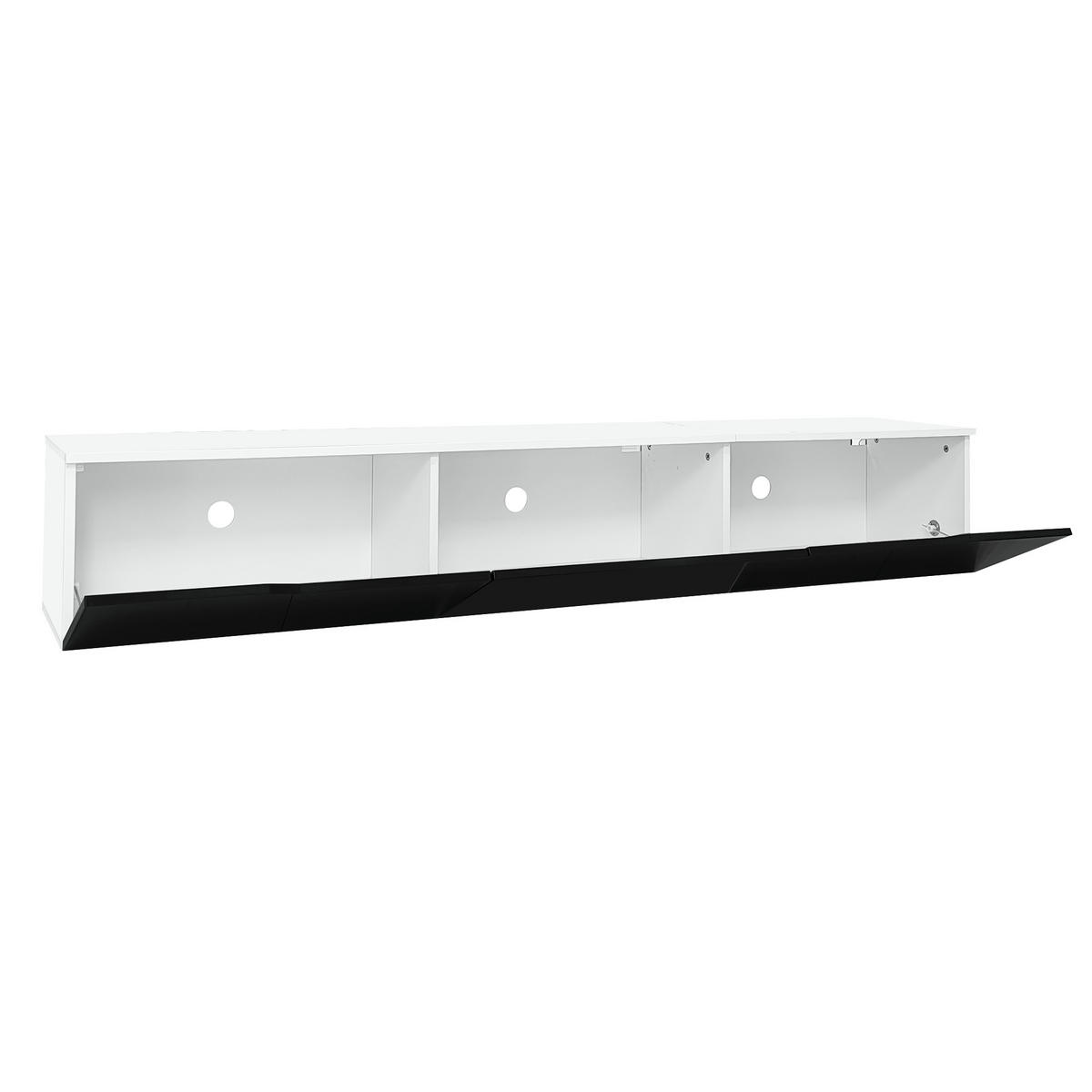 TV-ELEMENT180X35X30CM Schwarz-Weiß-Hochglanz LED-Beleuchtung Wandmontage - Schwarz, Holz (46/16.5/133cm) - Raelunyi
