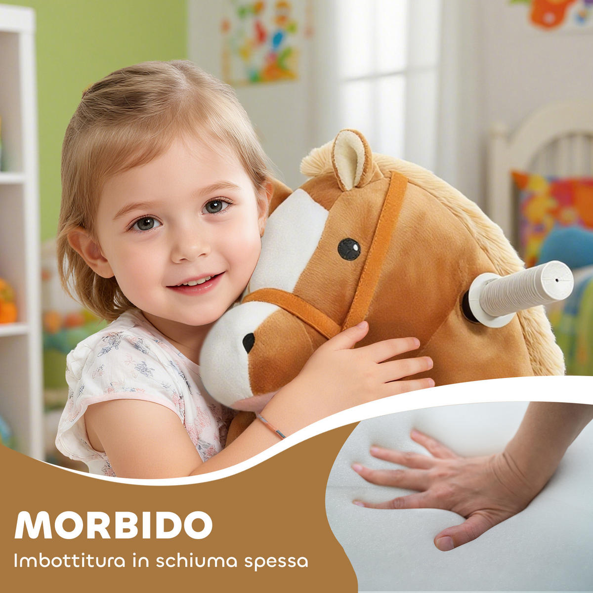 KINDER Elektroauto in Pferdform, 6V Kinderfahrzeug mit Musik, Fußpedal Braun - Braun, Textil (74/34/51cm) - AIYAPLAY