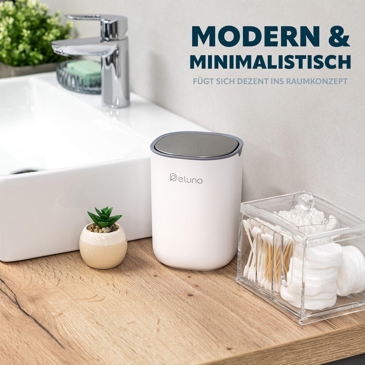 KOSMETIKEIMER EDOLO, Kunststoff, weiß - Weiß, Kunststoff (11.5/15.5/11.5cm) - eluno