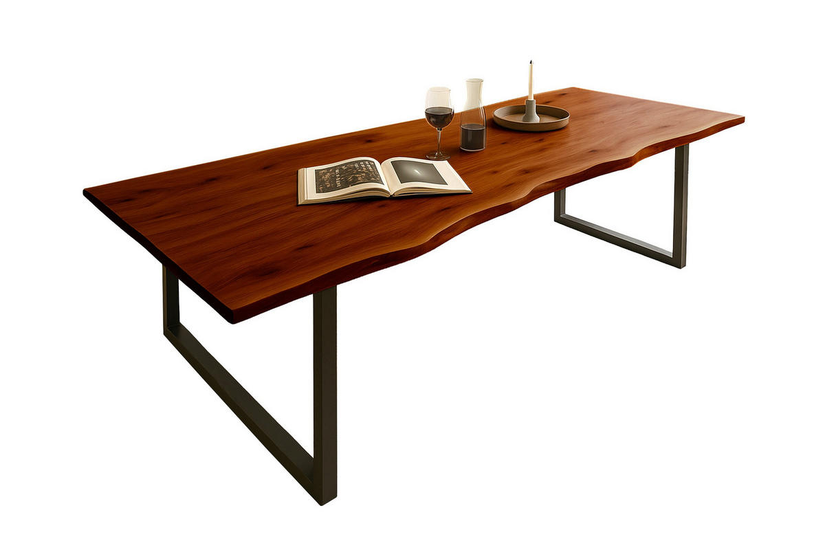 ESSTISCH MAX - Nussbaumfarben/Schwarz, Holz/Metall (100/240/77cm) - SAM