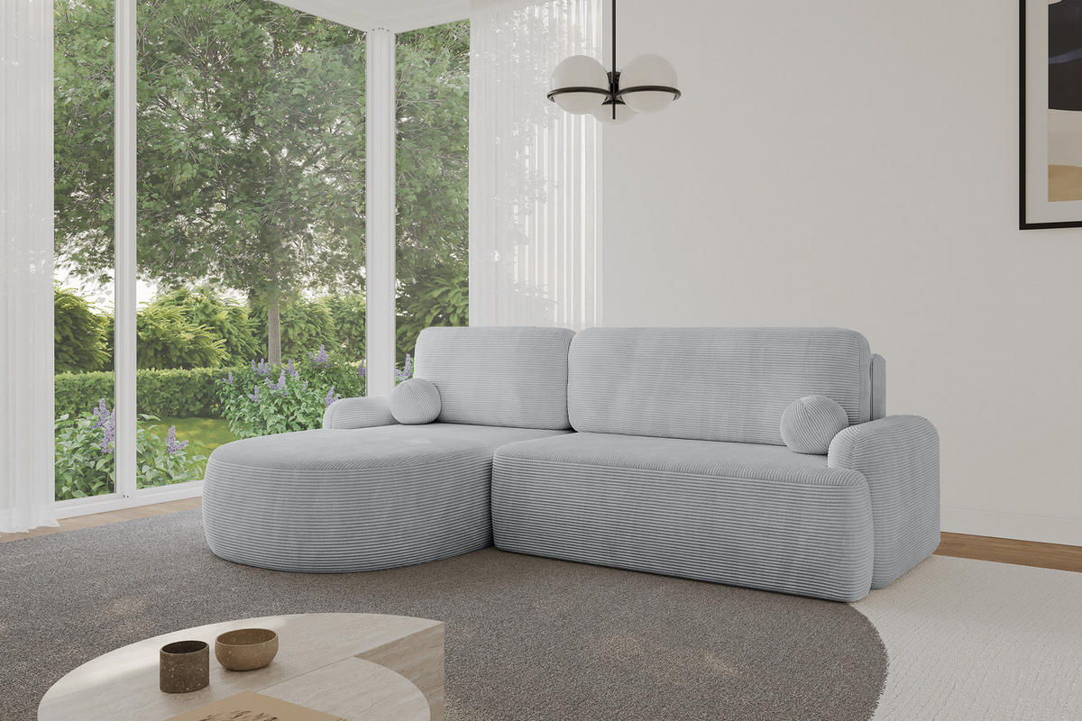 WOHNLANDSCHAFT mit Schlaffunktion und Bettkasten LIRA-L - 264x172x89Grau - Grau, Holzwerkstoff/Textil (264/172cm) - ALTDECOR