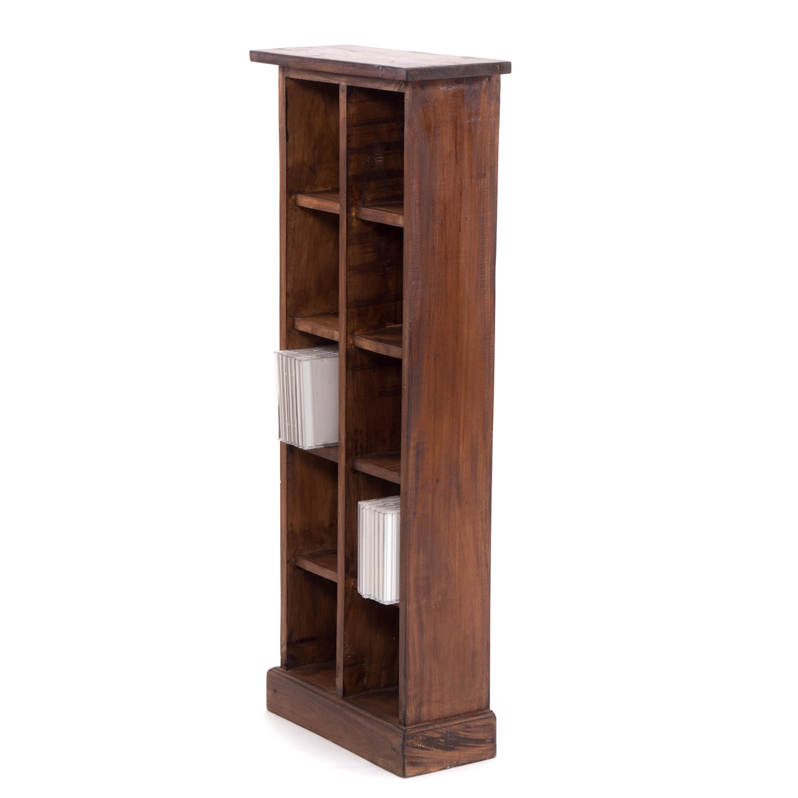 CD & BÜCHERREGAL NATURE Recyclingholz massiv, mit 10 Fächern 02 hellbraun - Hellbraun, Holz (36/94/17cm) - DESIGN DELIGHTS