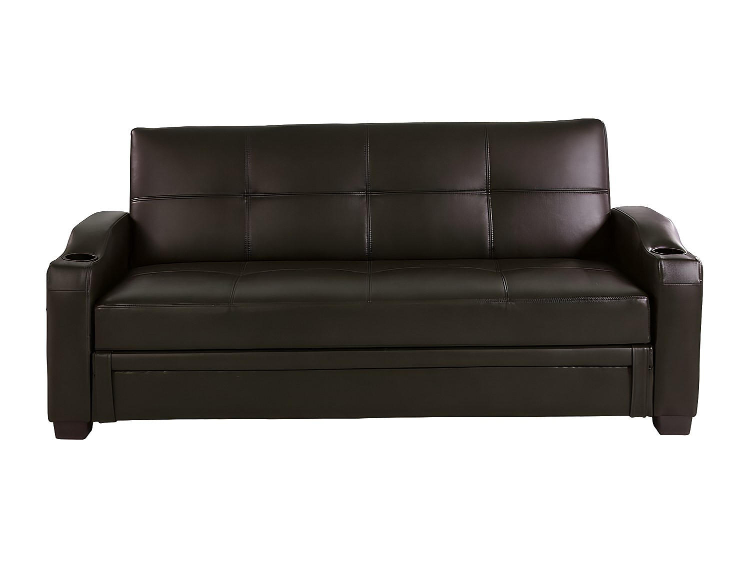 SCHLAFSOFA - 3 Personen - Kunstleder - Schokoladenbraun - - Braun, Leder (197/83/89cm) - Vente-Unique