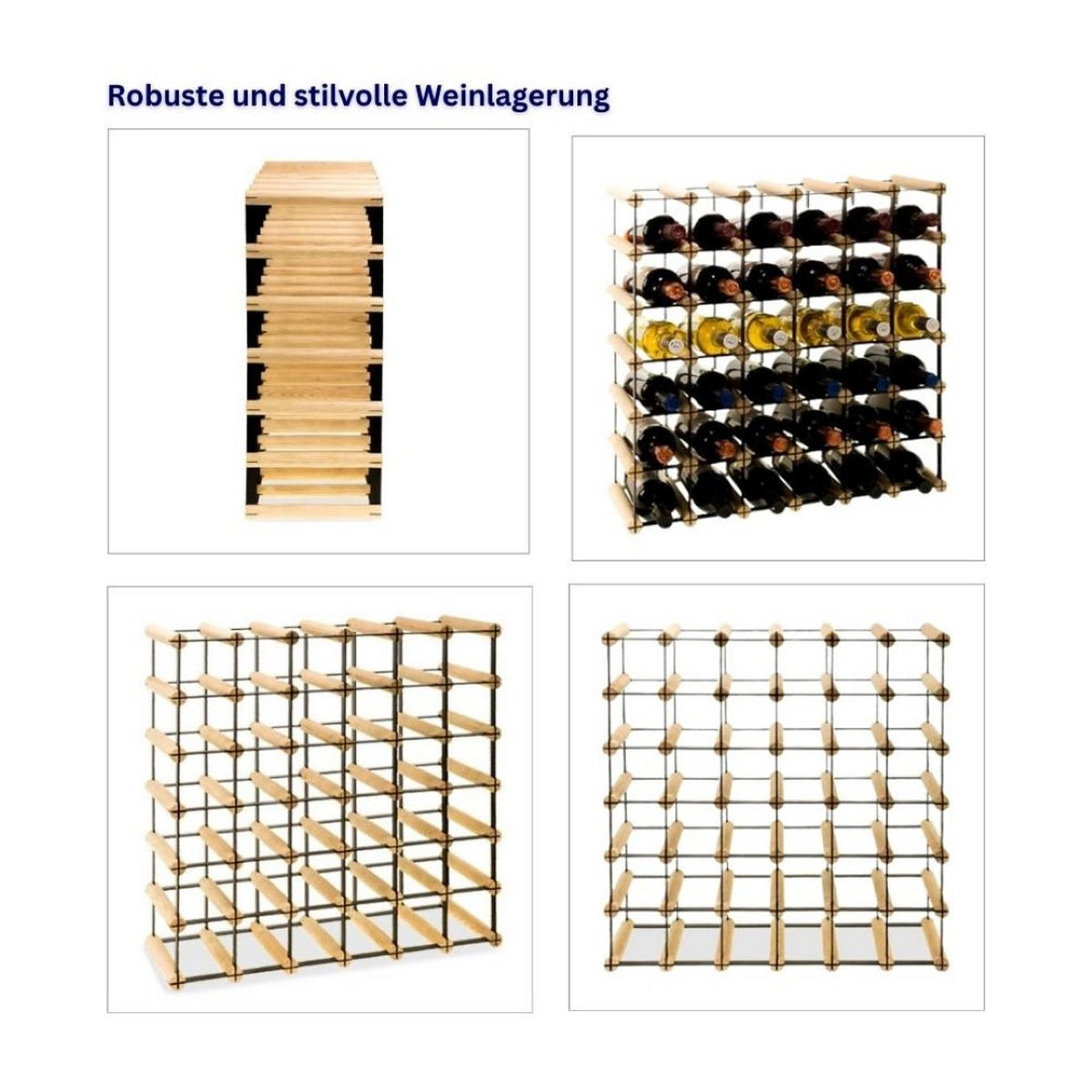 WEINREGAL Vinotega Mod Metal 62,5x62,5x24,5 cm 6x6 Flaschen Massives Kiefernholz Natur - Naturfarben, Holz (62.5/62.5/24.5cm) - PROREGAL