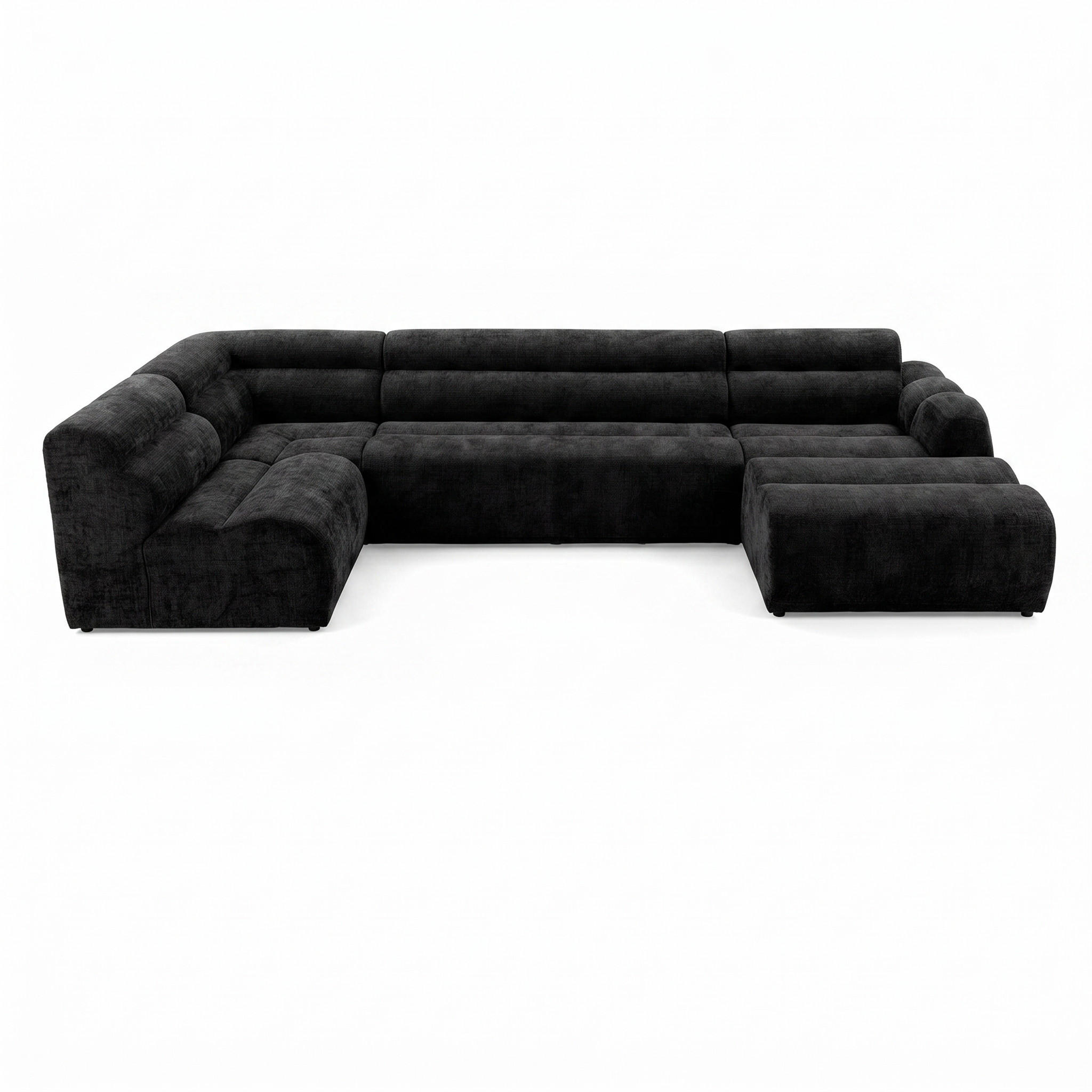 6-SITZER modulares Wohnlandschaft U XXL VEER SET 5 Links, 368 x 175 cm, Chenille Webstoff Anthrazit - Anthrazit/Schwarz, Holz/Kunststoff (368/75/175cm) - Muffo