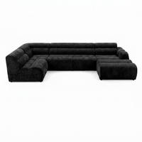 6-SITZER modulares Wohnlandschaft U XXL VEER SET 5 Links, 368 x 175 cm, Chenille Webstoff Anthrazit - Anthrazit/Schwarz, Holz/Kunststoff (368/75/175cm) - Muffo