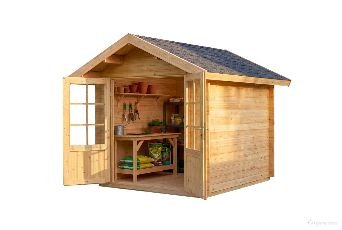 GERÄTEHAUS Holz Palma - Naturfarben, Holz (260/245/261cm) - Alpholz