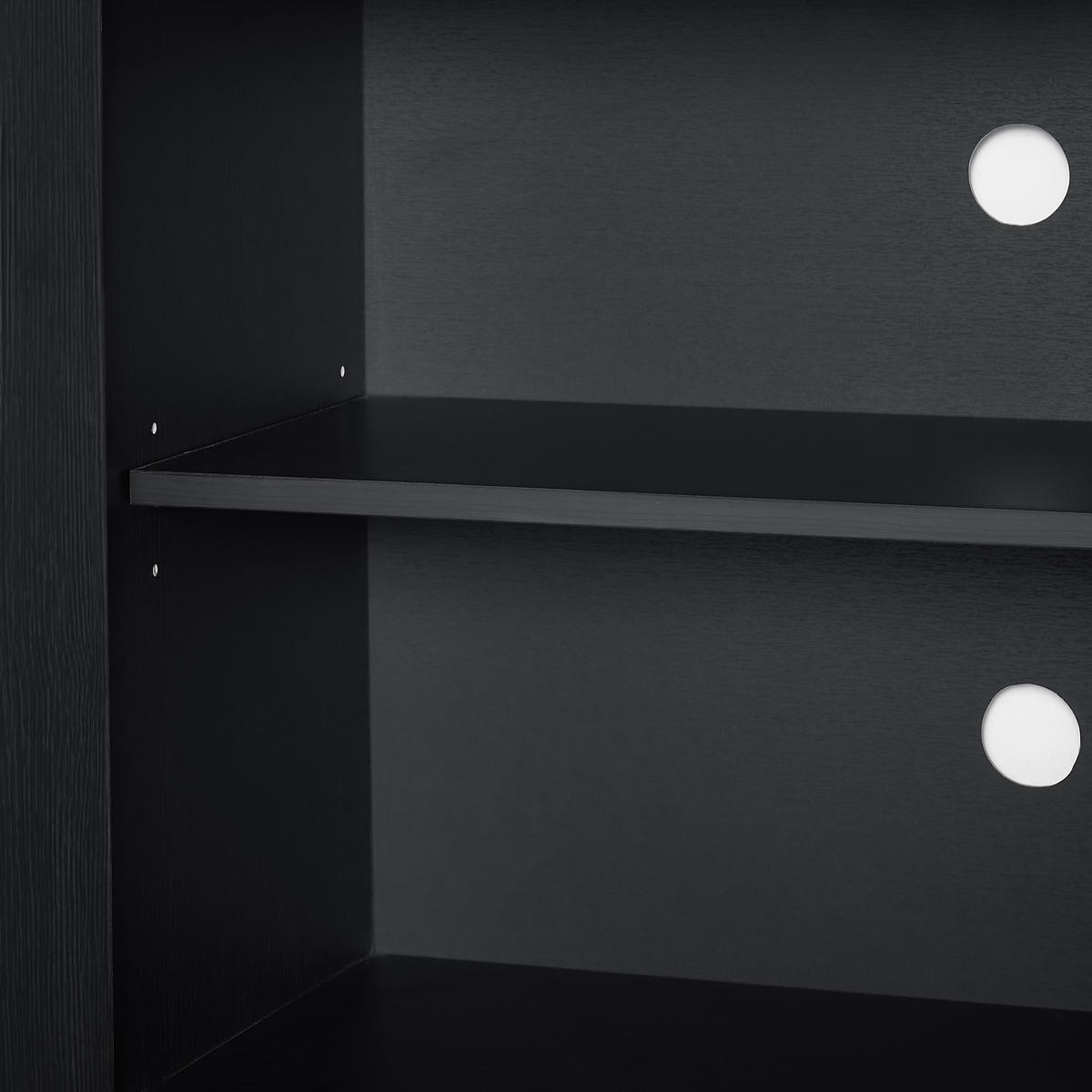 SIDEBOARD DE-38149 162,5/38/61 cm mit 4 Türen und Wellenmuster Schwarz - Schwarz, Holzwerkstoff (162.5/61/38cm) - ComfortXL