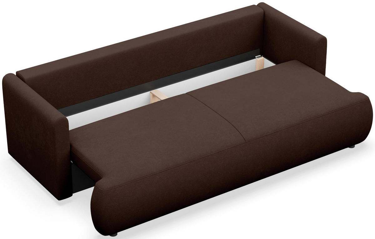 SCHLAFSOFA Ovo Mini Braun Chenille Easy Clean - Schwarz/Braun, Kunststoff/Textil (226/90/97cm) - Selsey