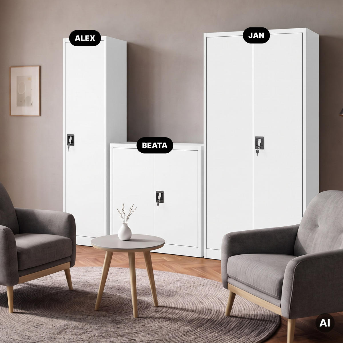 AKTENSCHRANK ALEX - Weiß, Metall (45/185/40cm) - Jan Nowak