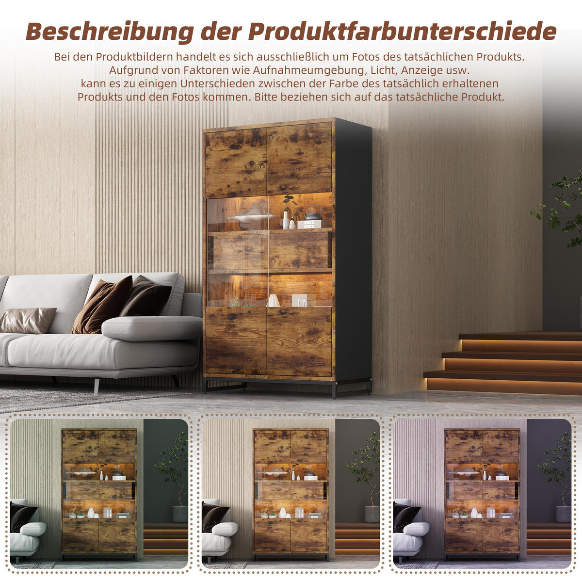 VITRINE LED Standvitrine 2 Schubladen Acryl Schwarz Holz - Multicolor, Holzwerkstoff (80/138/40cm) - FLIEKS