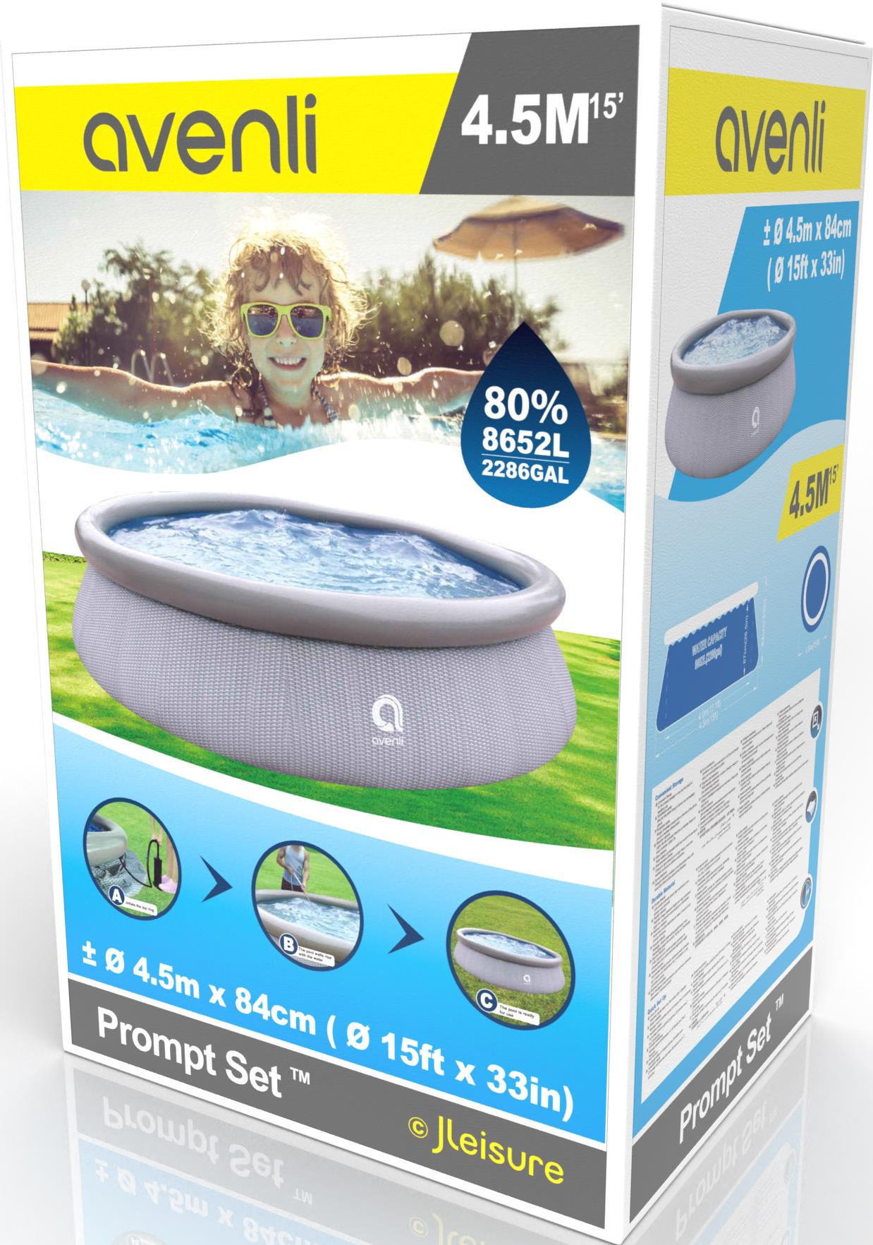 POOL Aufstellpool Prompt Set rund 450 x 84 cm rattan-grau ohne Filterpumpe - Grau, Kunststoff (450/84/450cm) - Avenli